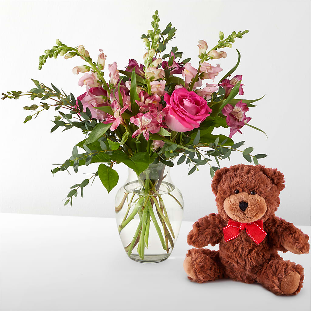 Happily Ever After Bouquet & Bear Set – Delhi Flowers, Delhi ON