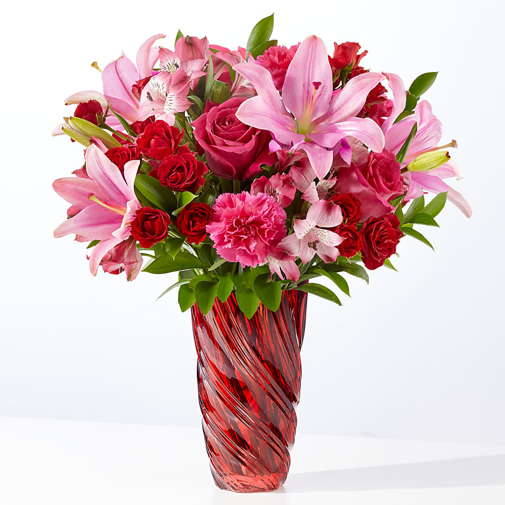 In Love Bouquet with Luxe Swirl Vase – Delhi Flowers, Delhi ON