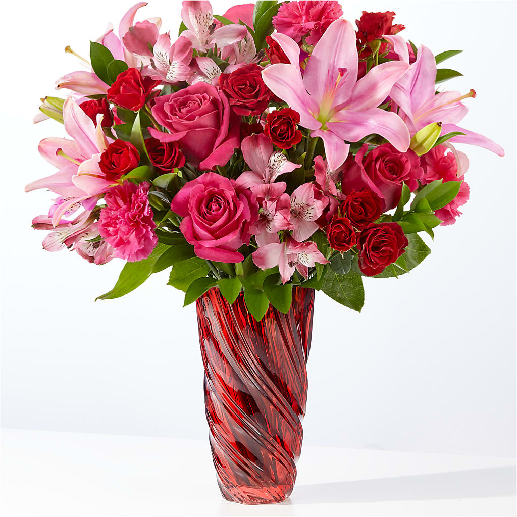 In Love Bouquet with Luxe Swirl Vase – Delhi Flowers, Delhi ON