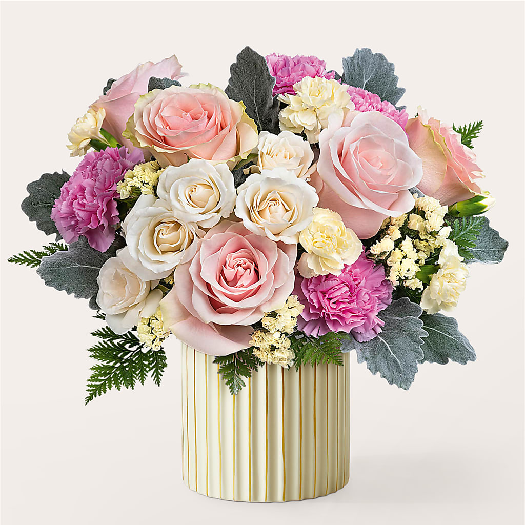 Blissful Moments Bouquet with Ivory Vase – Delhi Flowers, Delhi ON
