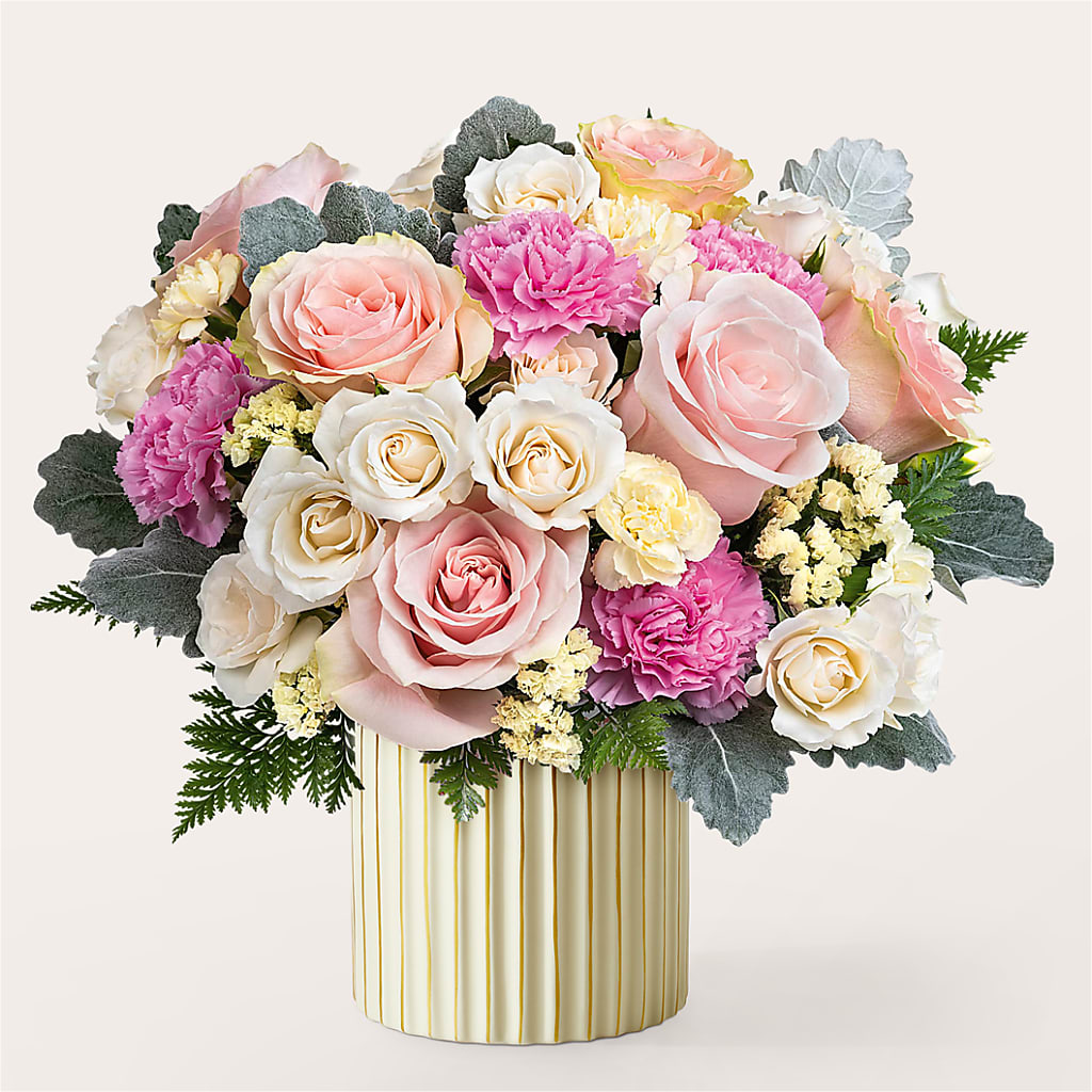 Blissful Moments Bouquet with Ivory Vase – Delhi Flowers, Delhi ON