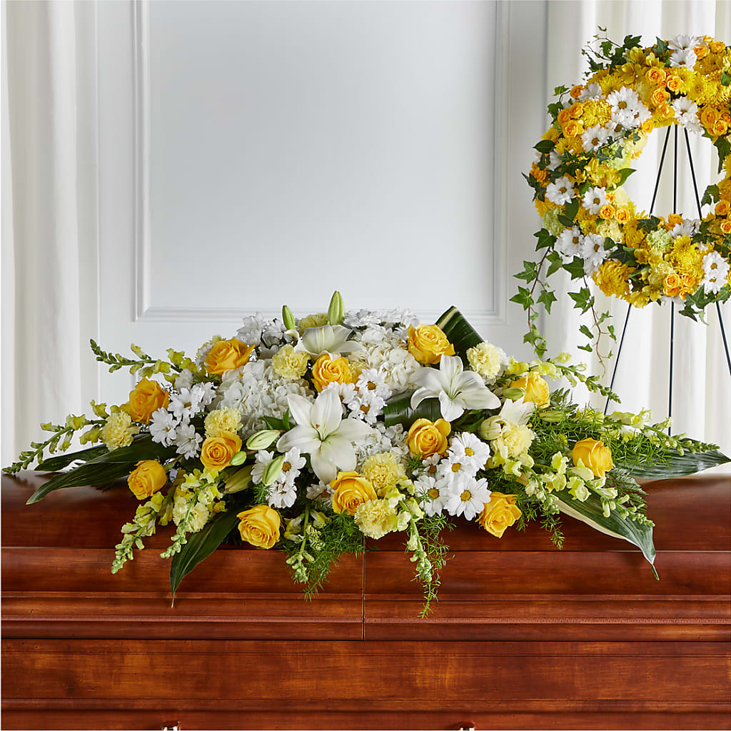 Golden Harmony Casket Spray – Delhi Flowers, Delhi ON