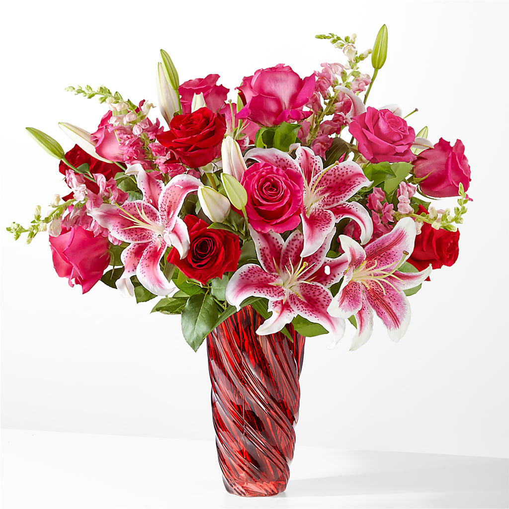 Always You Bouquet with Luxe Swirl Vase – Delhi Flowers, Delhi ON