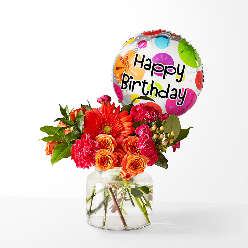 Fiesta Bouquet with Birthday Balloon