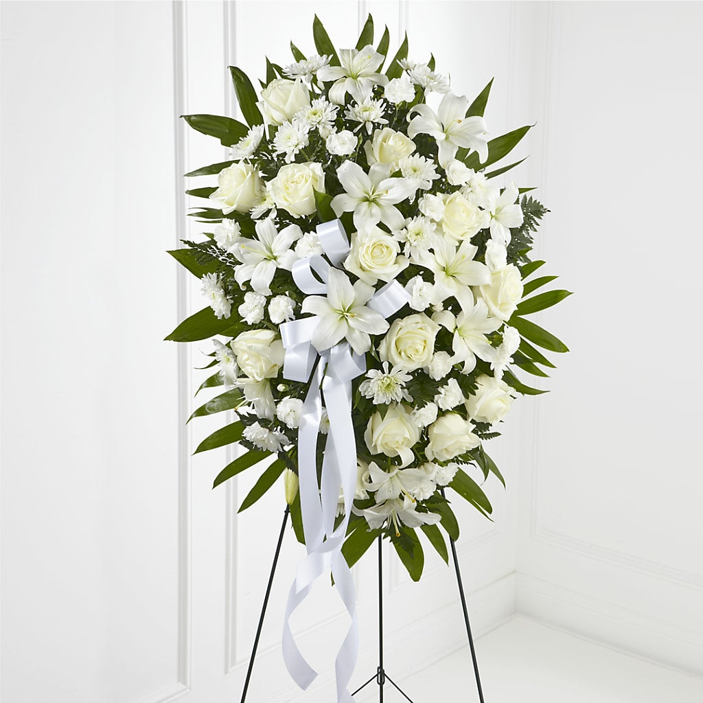 Bouquet de fleurs exquis hommage - Ruban blanc