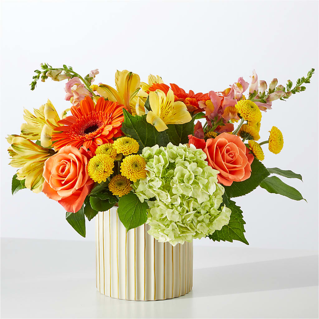Autumn Sunshine Bouquet with Ivory Vase –  Delhi Flowers, Delhi ON