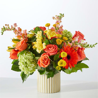 Autumn Sunshine Bouquet with Ivory Vase –  Delhi Flowers, Delhi ON