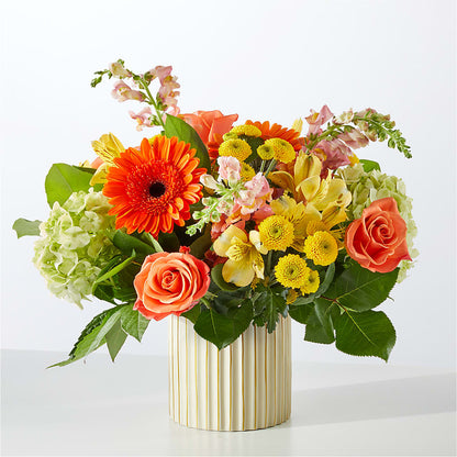 Autumn Sunshine Bouquet with Ivory Vase –  Delhi Flowers, Delhi ON