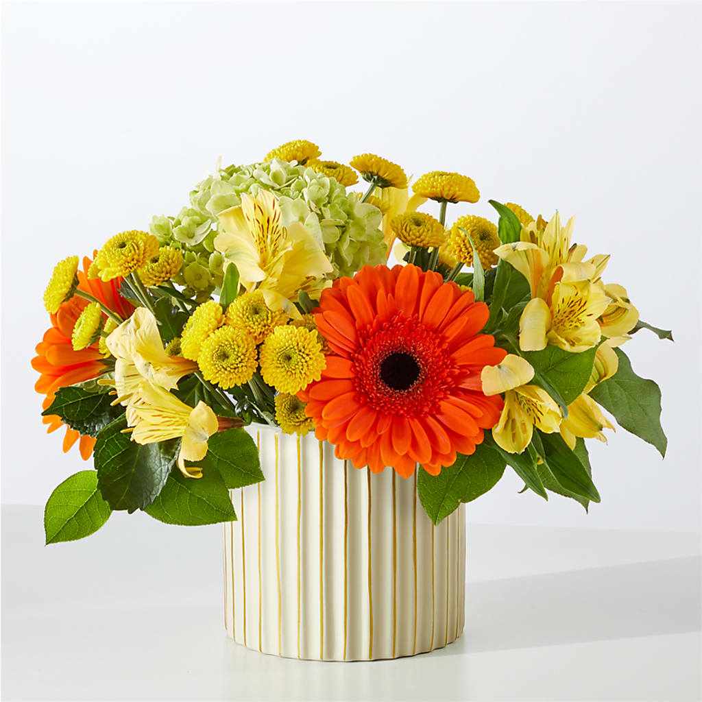 Autumn Sunshine Bouquet with Ivory Vase –  Delhi Flowers, Delhi ON