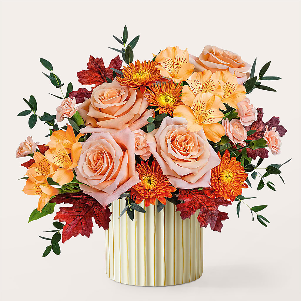 Spiced Latte Bouquet with Ivory Vase –  Delhi Flowers, Delhi ON