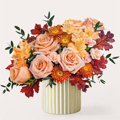 Spiced Latte Bouquet with Ivory Vase –  Delhi Flowers, Delhi ON