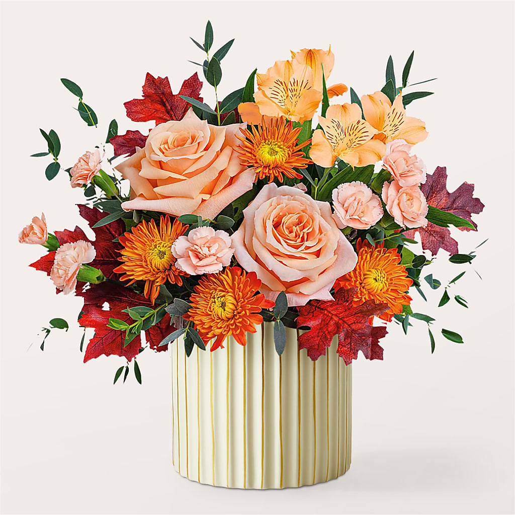 Spiced Latte Bouquet with Ivory Vase –  Delhi Flowers, Delhi ON
